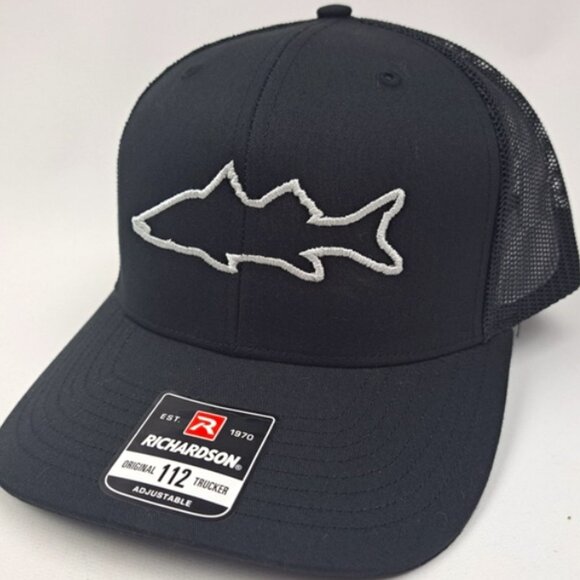 Snook Fishing Richardson 112 Trucker Mesh Snapback Hat Cap Black - Picture 1 of 4